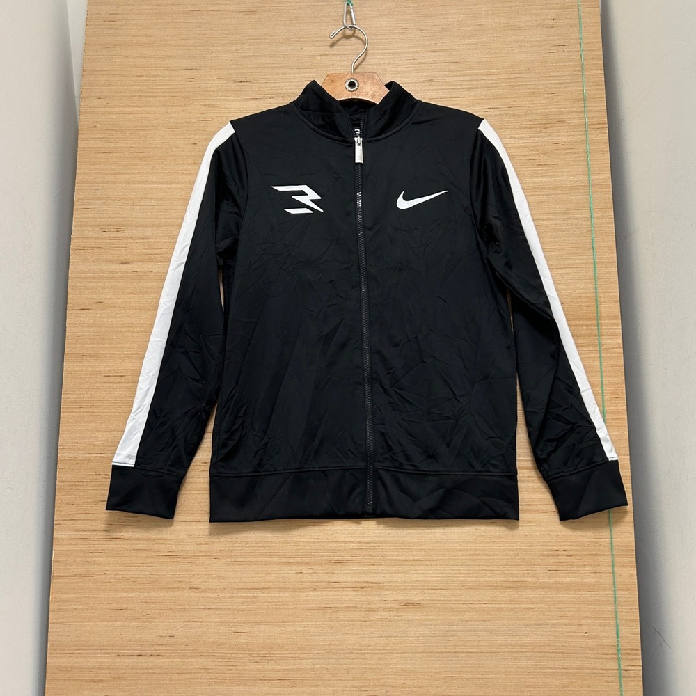 Nike 3 Brand Russell Wilson Boys Large Black White Full Zip Track Jacket 7093